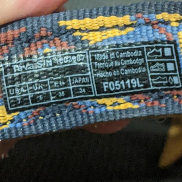 Teva - Universal Sandals Strappy 1003987 | Size 7 | Chestnut Multi Yellow & Blue - Picture 8 of 12
